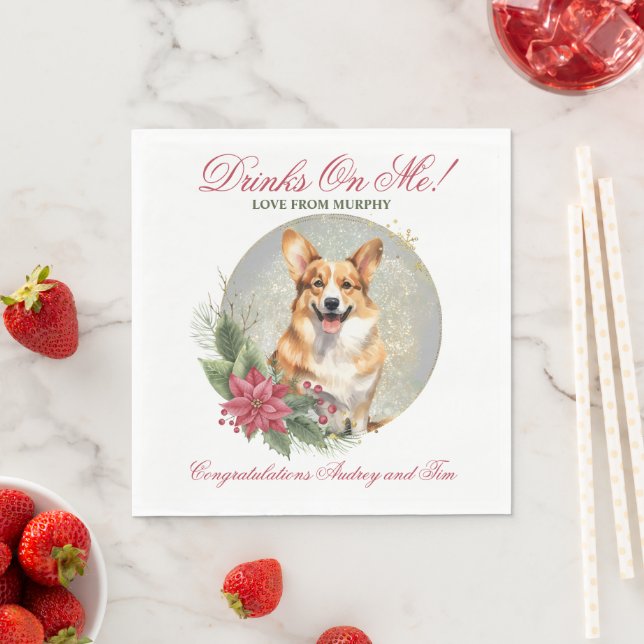 Servilleta De Papel Servilletas de boda de Pembroke Welsh Corgi con fo (In situ)