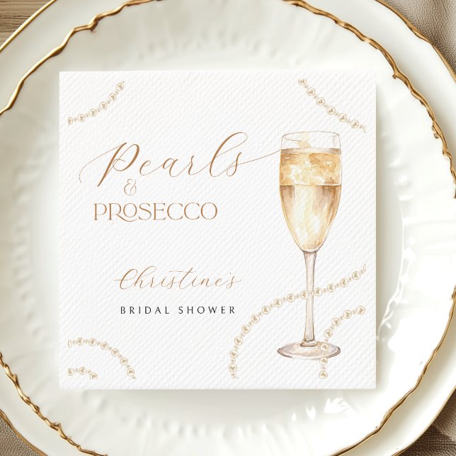 Servilleta De Papel Servilletas de boda de Perlas & Prosecco doradas (Subido por el creador)