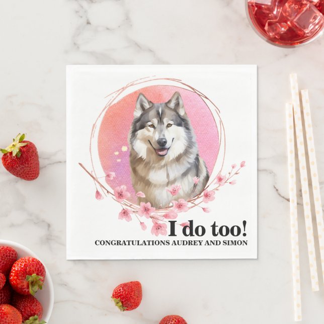 Servilleta De Papel Servilletas de boda de perro Alaskan Malamute con  (In situ)