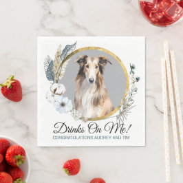 Servilleta De Papel Servilletas de boda de perro Borzoi con foto de pe