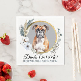 Servilleta De Papel Servilletas de boda de perro boxer con foto de per