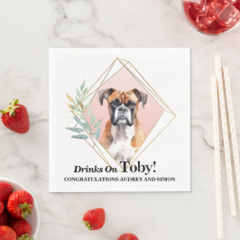 Servilleta De Papel Servilletas de boda de perro boxer con foto de per