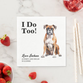 Servilleta De Papel Servilletas de boda de perro boxer 'Yo también' co