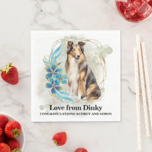 Servilleta De Papel Servilletas de boda de perro Collie con foto de pe