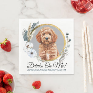 Servilleta De Papel Servilletas de boda de perro Goldendoodle con foto