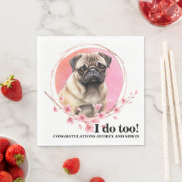 Servilleta De Papel Servilletas de Boda de Perro Pug con Foto de Perro