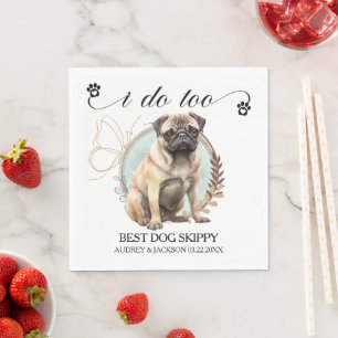Servilleta De Papel Servilletas de boda de perro Pug con foto de perro