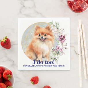 Servilleta De Papel Servilletas de boda de Pomerania con foto de perro