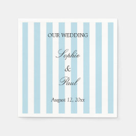 Servilleta De Papel Servilletas de boda de rayas azules pálidas elegan