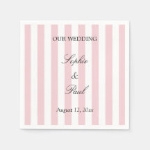 Servilletas de boda de rayas rosa pastel elegantes