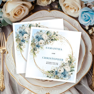 Servilleta De Papel Servilletas de boda de rosas azules polvorientas c