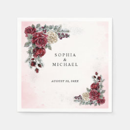 Servilleta De Papel Servilletas de boda de rosas de invierno congelada