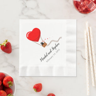 Servilleta De Papel Servilletas de boda de San Valentín en globo aeros