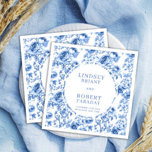 Servilleta De Papel Servilletas de boda de toile de rosas azules polvo