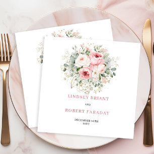 Servilleta De Papel Servilletas de boda elegantes Boho Blush Rose Gold