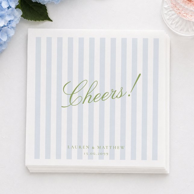 Servilleta De Papel Servilletas de boda elegantes con raya azul (Subido por el creador)