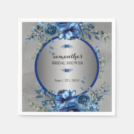 Servilleta De Papel Servilletas de boda Elegantes Flores de Plata