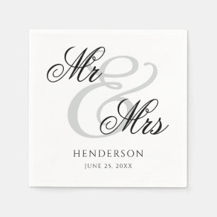 Servilleta De Papel Servilletas de boda elegantes minimalistas Sr. y S