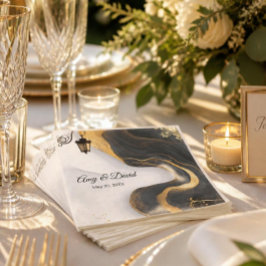 Servilleta De Papel Servilletas de boda elegantes negras y doradas