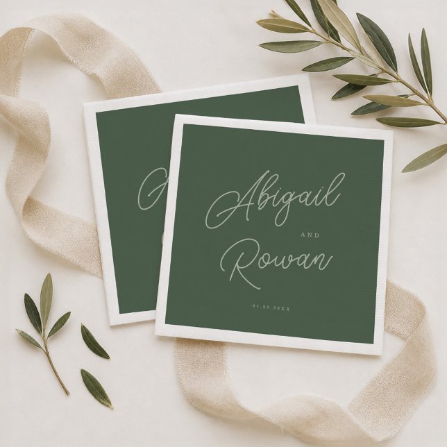 Servilleta De Papel Servilletas de boda elegantes verde bosque (Subido por el creador)