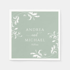 Servilleta De Papel Servilletas de boda elegantes verde salvia