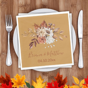 Servilleta De Papel Servilletas de boda Floral de Otoño sobre Dorado