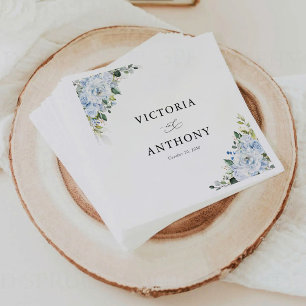 Servilleta De Papel Servilletas de boda florales azul claro románticas
