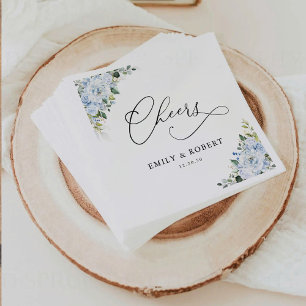 Servilleta De Papel Servilletas de boda florales azul claro románticas