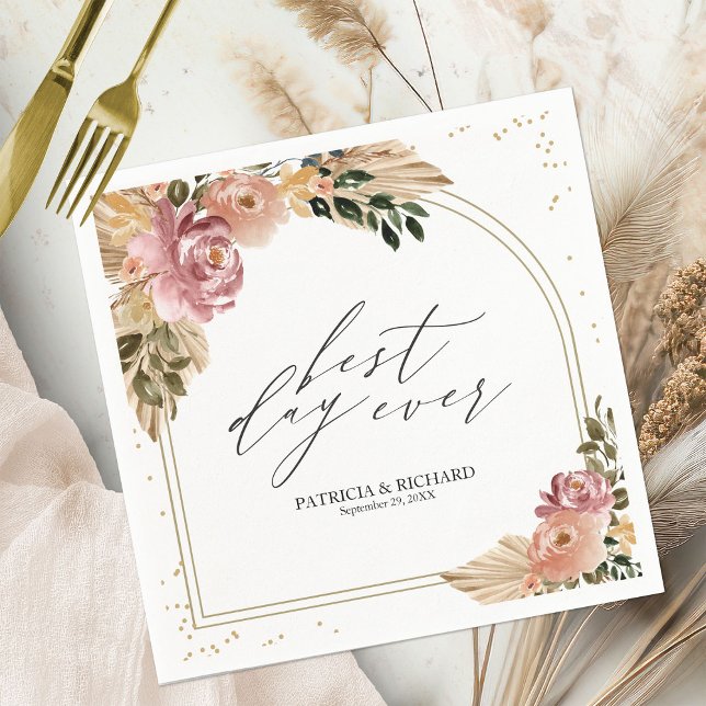 Servilleta De Papel Servilletas de boda florales boho de colores neutr (Subido por el creador)