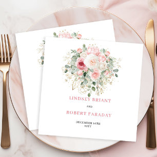 Servilleta De Papel Servilletas de boda florales con verde Chic Blush