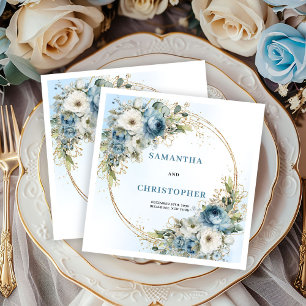 Servilleta De Papel Servilletas de boda florales de azul polvoriento G