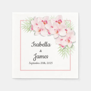 Servilleta De Papel Servilletas de boda florales de orquídea rosa