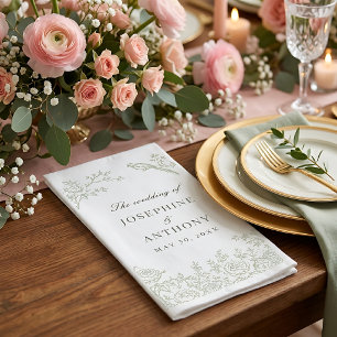 Servilleta De Papel Servilletas de boda florales en verde sabio Chinoi