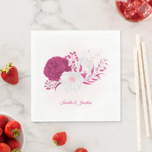 Servilleta De Papel servilletas de boda florales fucsia y blancas