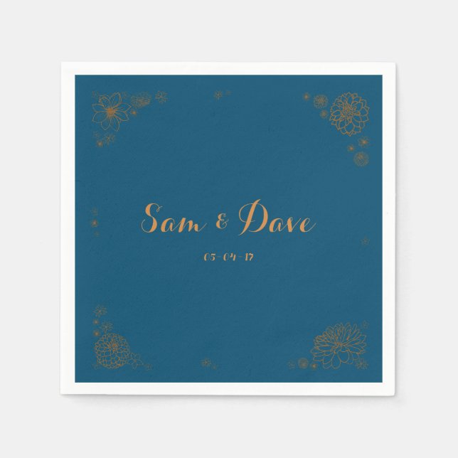 Servilleta De Papel Servilletas de boda florales personalizables (Anverso)