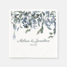 Servilleta De Papel Servilletas de boda florales verde plata sabio