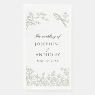 Servilleta De Papel Servilletas de boda florales verde sabio Chinoiser