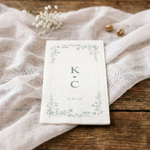 Servilleta De Papel Servilletas de boda florales verdes de salvia vint
