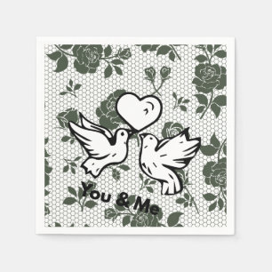 Servilleta De Papel Servilletas de boda florales verdes You & Me Love