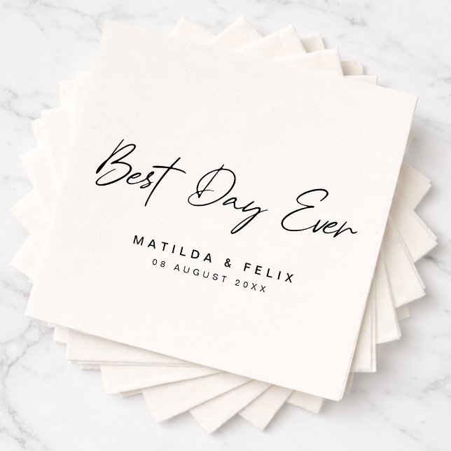 Servilleta De Papel Servilletas de Boda | Juego de Servilletas para el (Best Day Ever wedding napkins with clean modern typography for a stylish celebration)