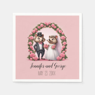Servilleta De Papel Servilletas de boda lindas de erizo novia y novio