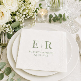 Servilleta De Papel Servilletas de boda minimalistas con monograma bla