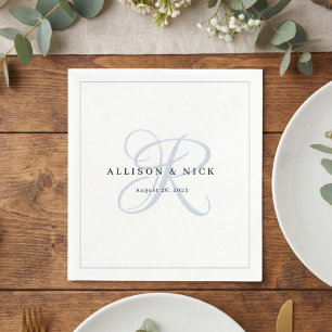 Servilleta De Papel Servilletas de boda minimalistas monograma azul po