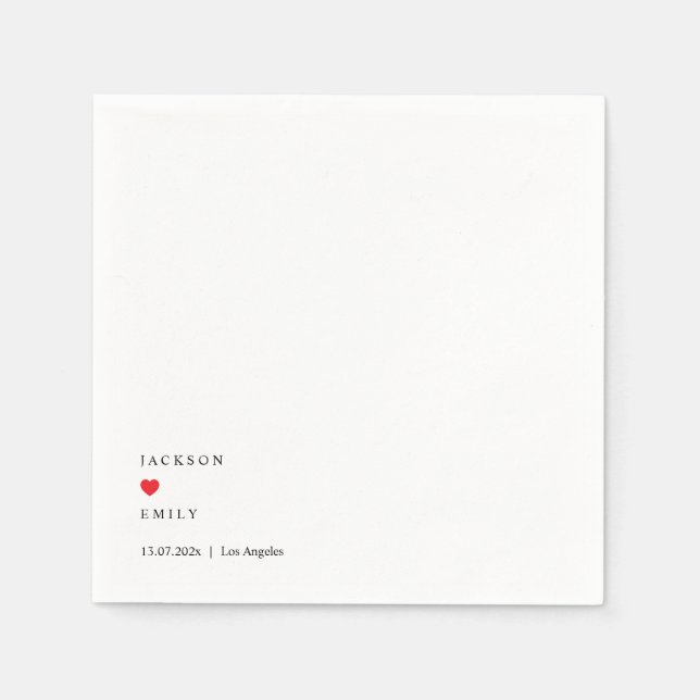 Servilleta De Papel Servilletas de boda minimalistas personalizadas (Anverso)