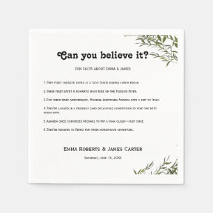 Servilleta De Papel Servilletas de boda modernas con datos divertidos 