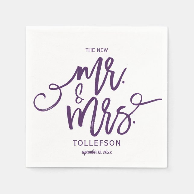 Servilleta De Papel Servilletas de boda modernas | Letra a mano (Cirue (Anverso)