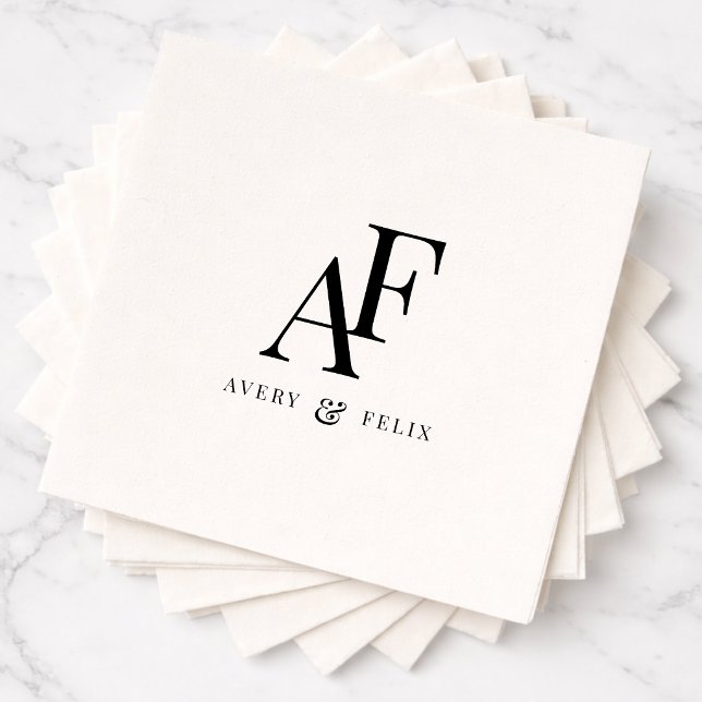 Servilleta De Papel Servilletas de Boda | Monograma de Pareja Serville (Monogrammed wedding napkins with clean modern typography for a stylish celebration)
