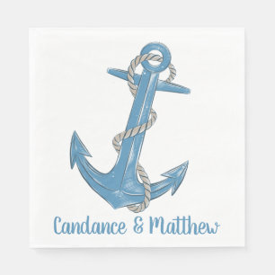 Servilleta De Papel Servilletas de boda náutica azul océano Marinero