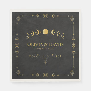 Servilleta De Papel Servilletas de boda negras y doradas Celestial Got