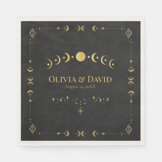 Servilleta De Papel Servilletas de boda negras y doradas Celestial Got